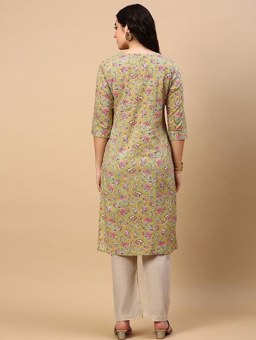 women printed embroidered detailed straight kurta - 21553961 - Standard Image - 3
