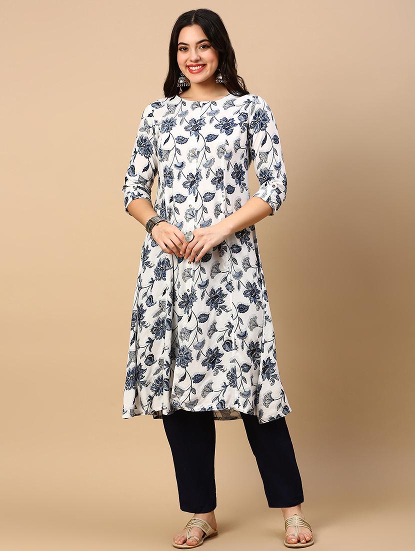 women printed round neck a-line kurta - 21553962 -  Zoom Image - 0