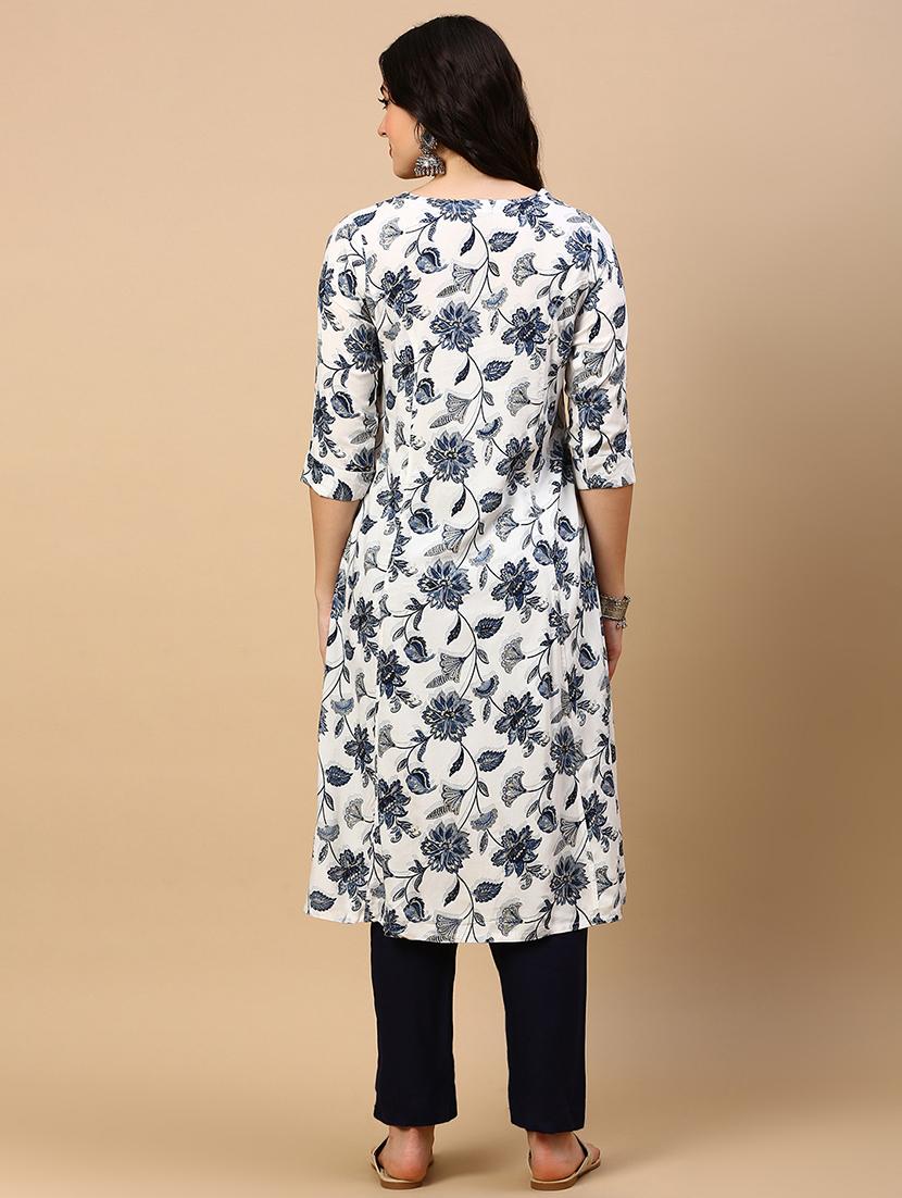 women printed round neck a-line kurta - 21553962 - Standard Image - 3