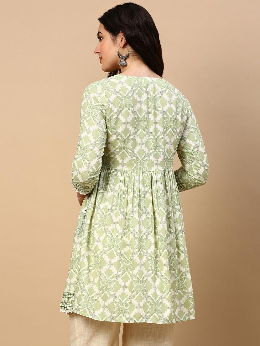women printed round neck flared kurti - 21553965 - Standard Image - 3