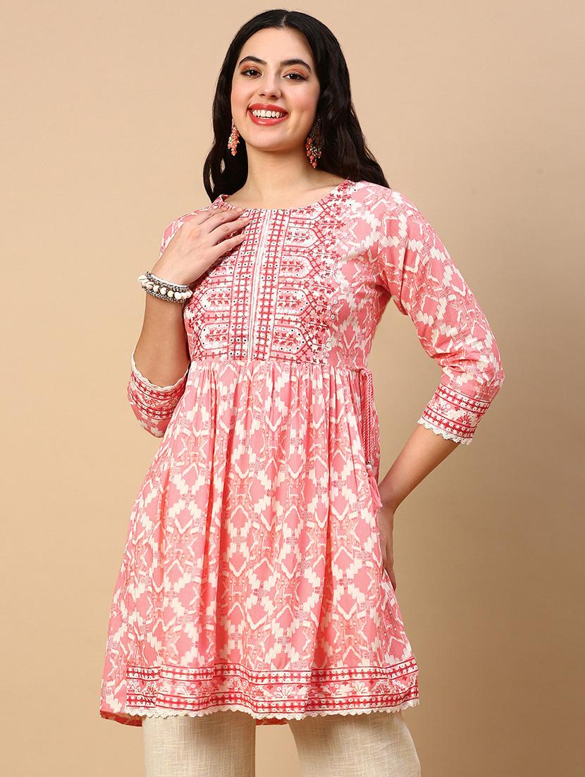 women printed round neck flared kurti - 21553966 - Zoom Image - 0