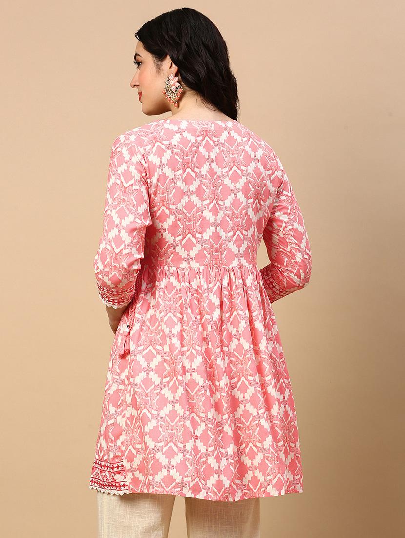 women printed round neck flared kurti - 21553966 - Standard Image - 3