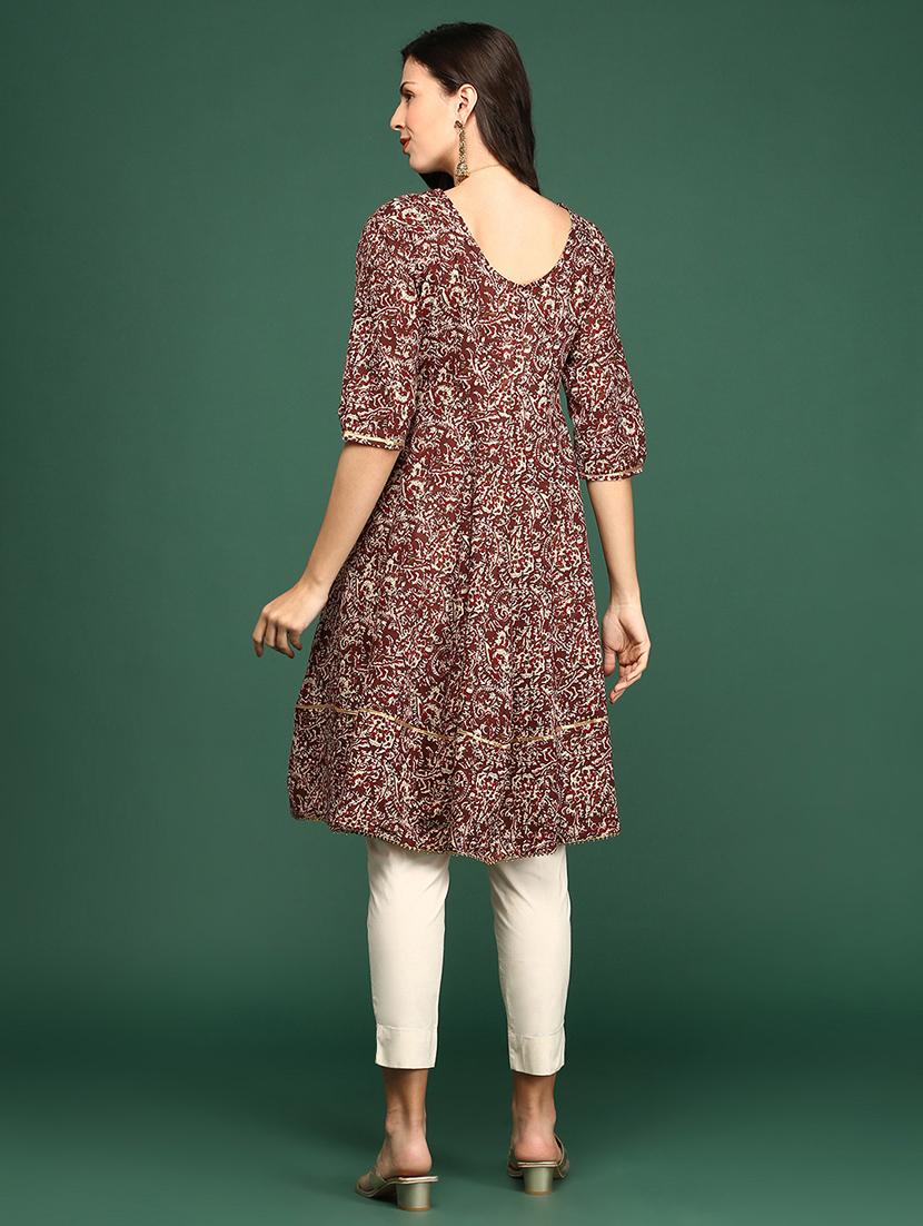 women printed embroidered detailed a-line kurta - 21553967 - Standard Image - 3