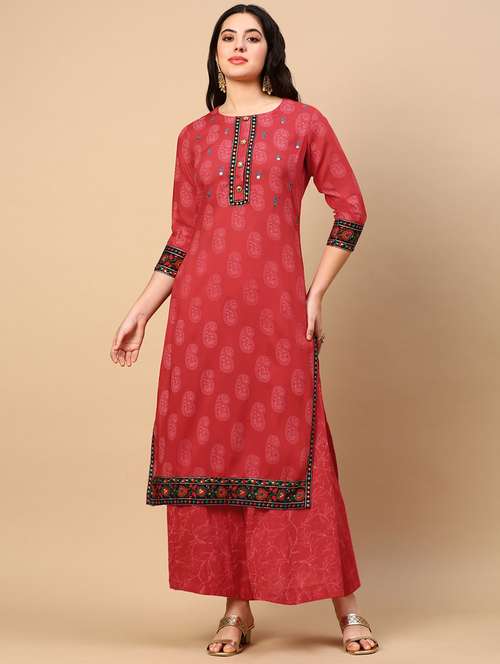 women paisley printed kurta palazzo set - 21553968 -  Standard Image - 0