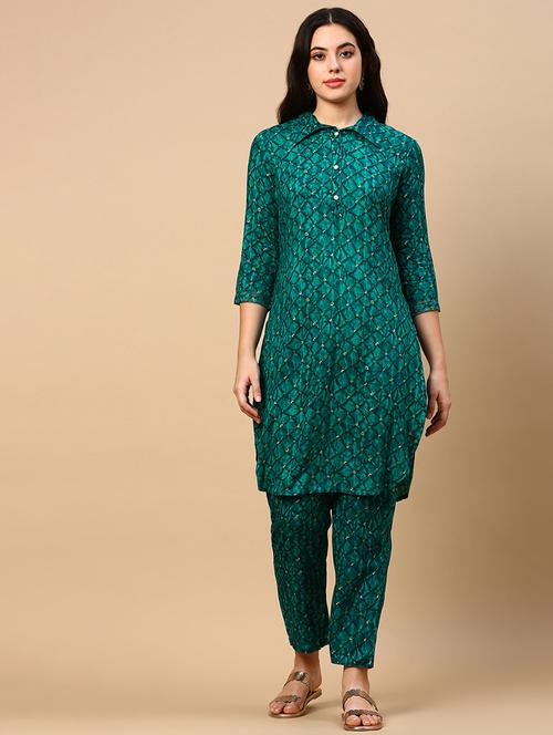 women green printed kurta pant set - 21553970 - Standard Image - 0