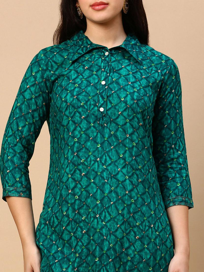 women green printed kurta pant set - 21553970 - Standard Image - 5