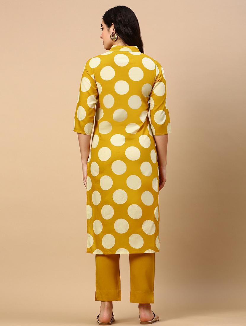 women polka dots printed kurta & pant set - 21553971 - Standard Image - 3