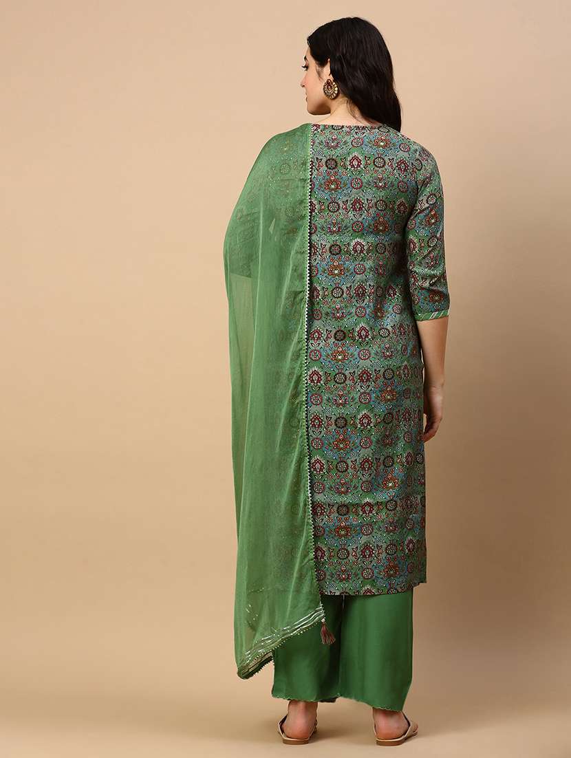 women three quarter sleeve kurta pant with dupatta set - 21553982 -  Standard Image - 3