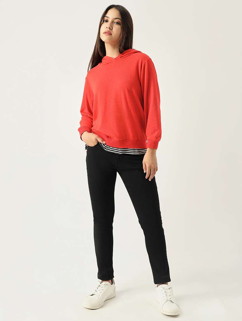 women solid hooded sweatshirt - 21553993 -  Standard Image - 5
