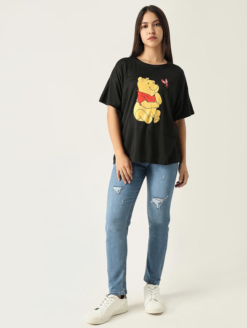 women front print round neck t-shirt - 21553994 - Standard Image - 5