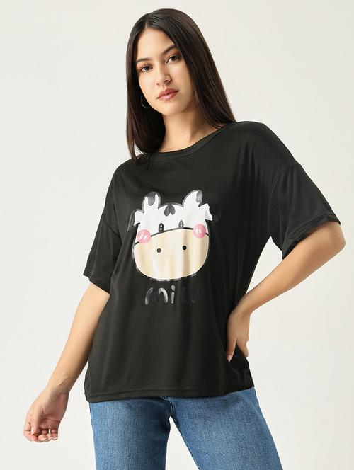 women front print round neck t-shirt - 21553997 - Standard Image - 0