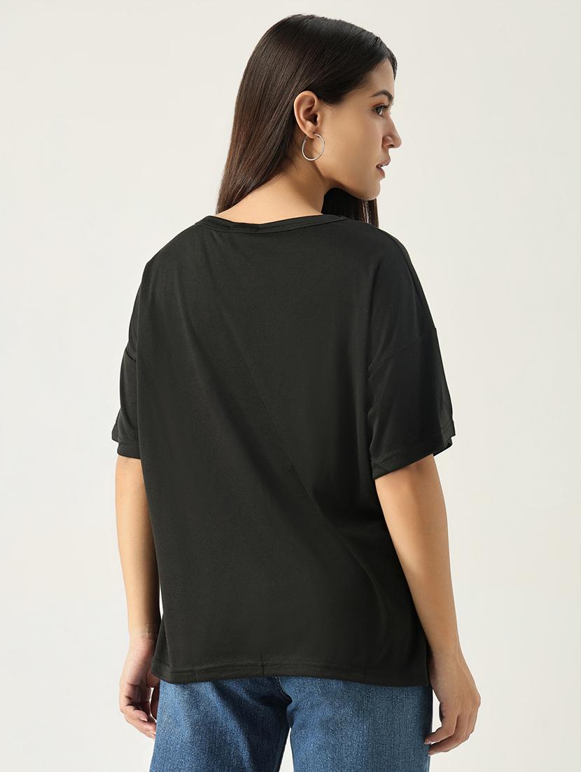 women front print round neck t-shirt - 21553997 - Standard Image - 3