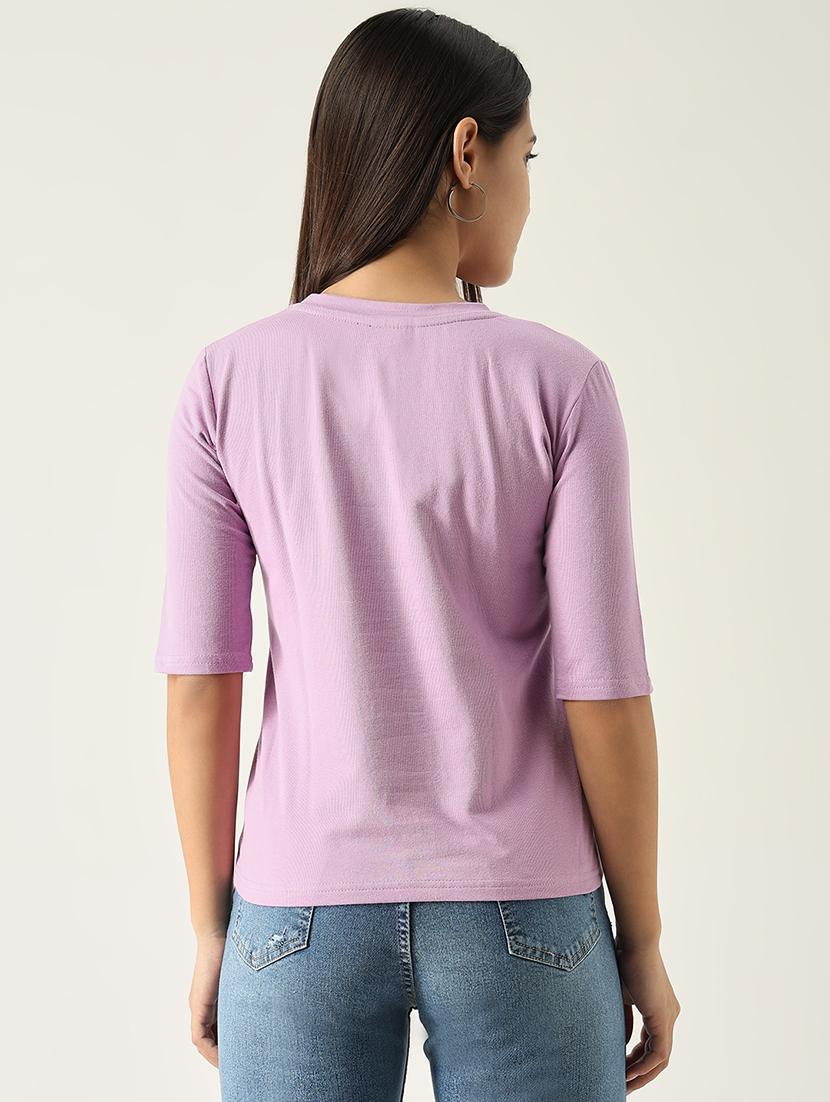 women front print round neck t-shirt - 21554001 - Standard Image - 3