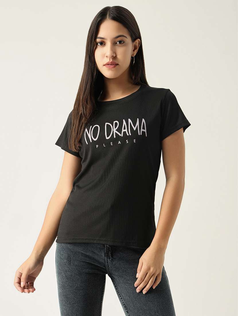 women front print round neck t-shirt