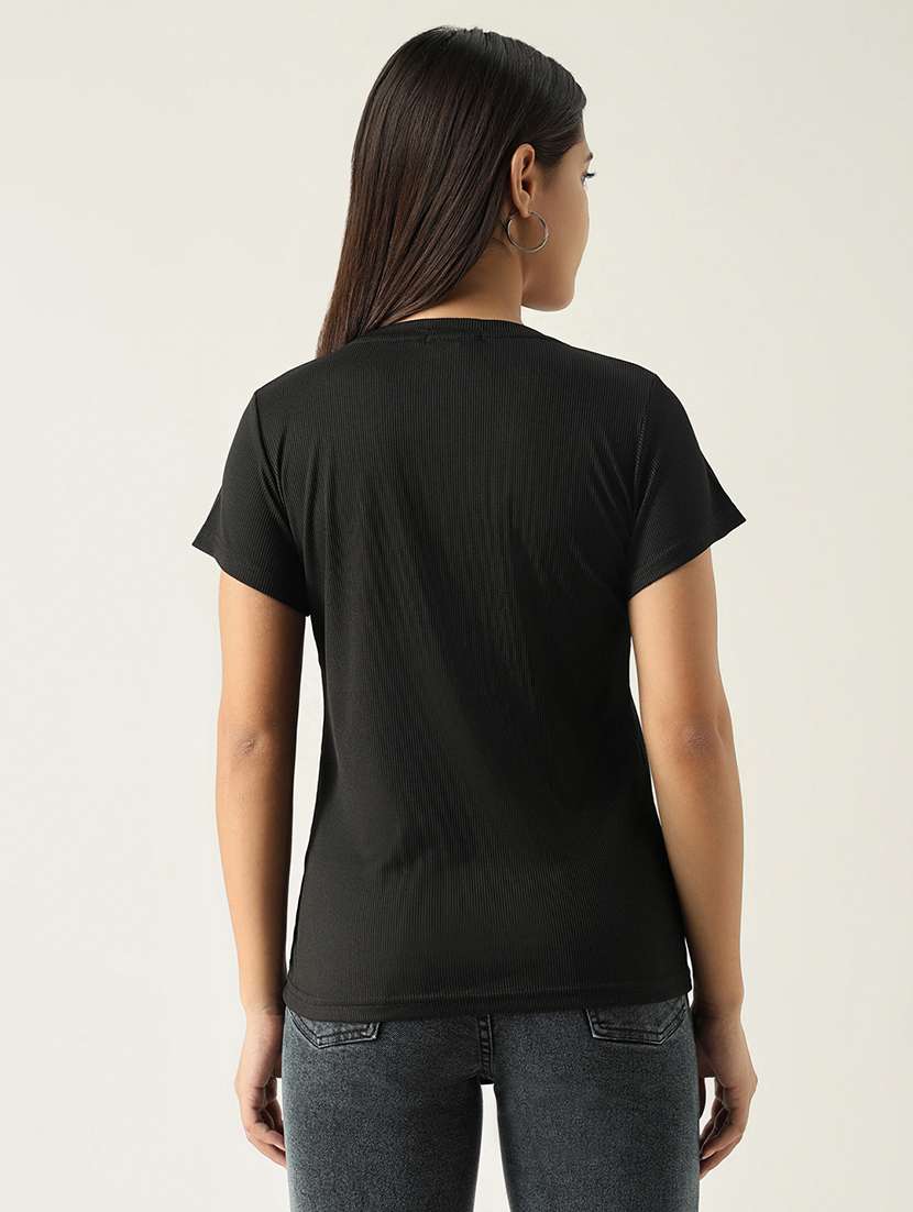 women front print round neck t-shirt - 21554002 -  Standard Image - 3