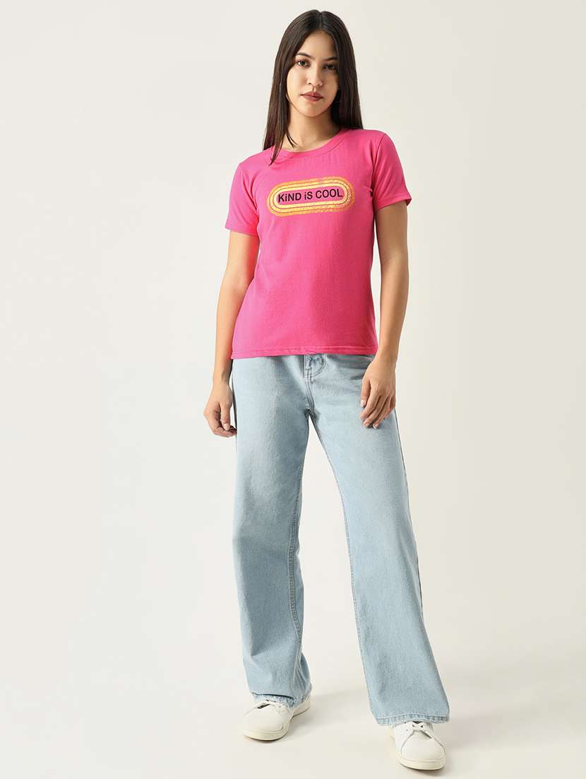 women front print round neck t-shirt - 21554003 -  Standard Image - 5