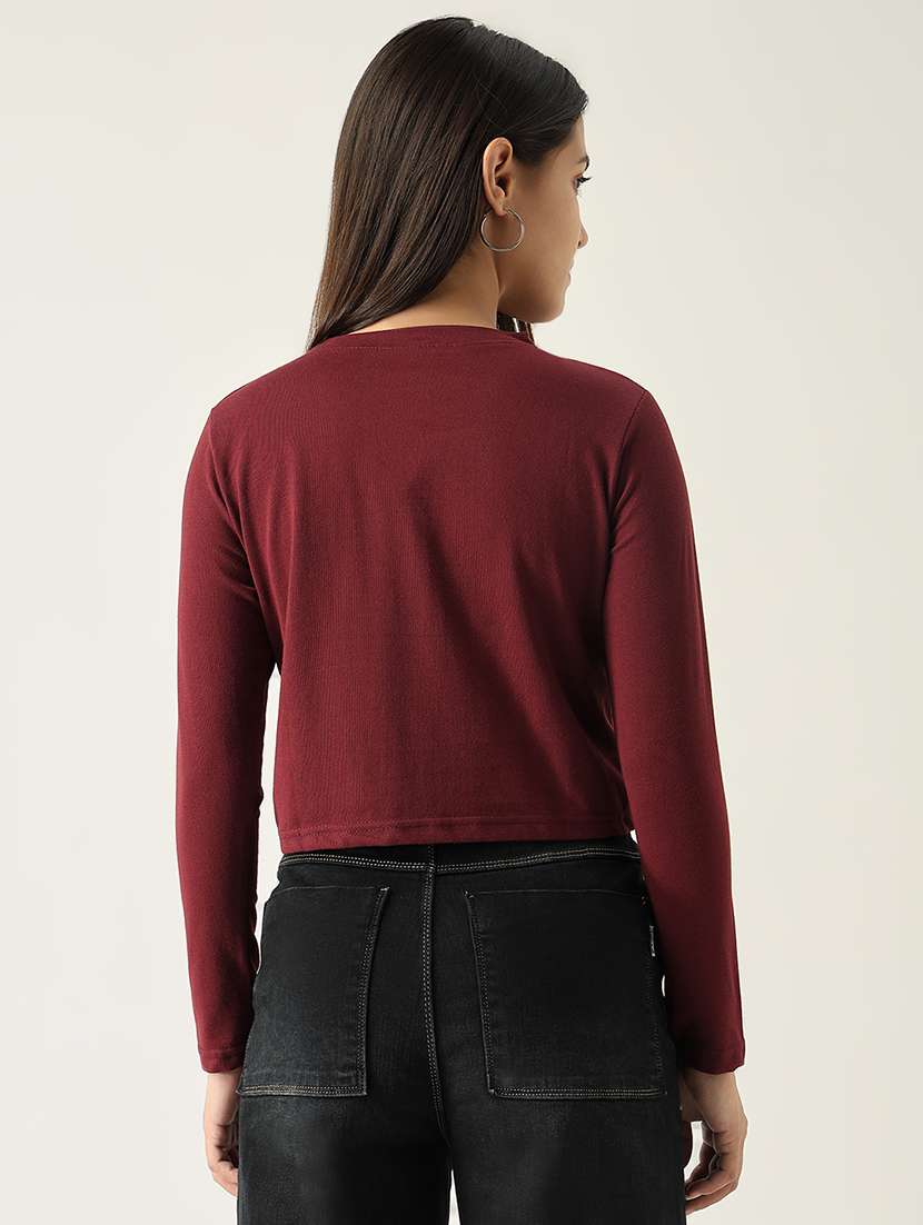 women front print round neck crop t-shirt - 21554004 -  Standard Image - 3