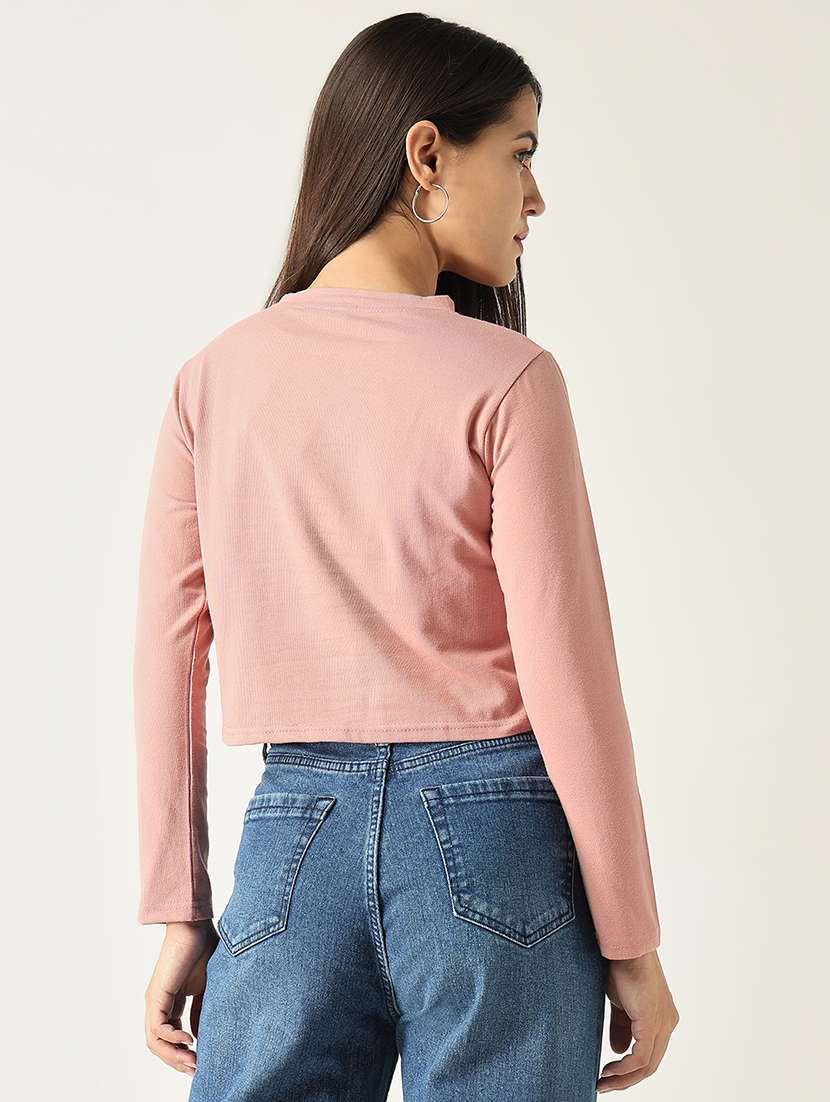 women front print round neck crop t-shirt - 21554005 -  Standard Image - 3