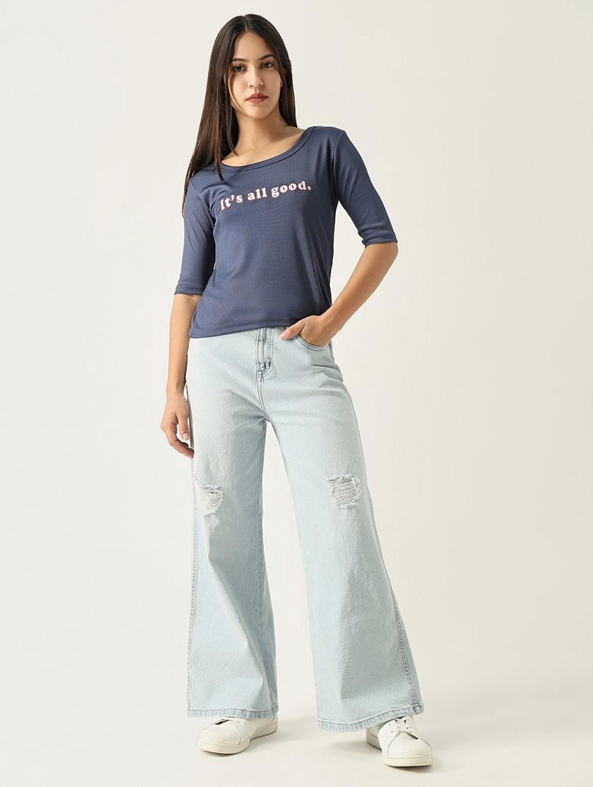 women chest printed round neck t-shirt - 21554007 - Standard Image - 5