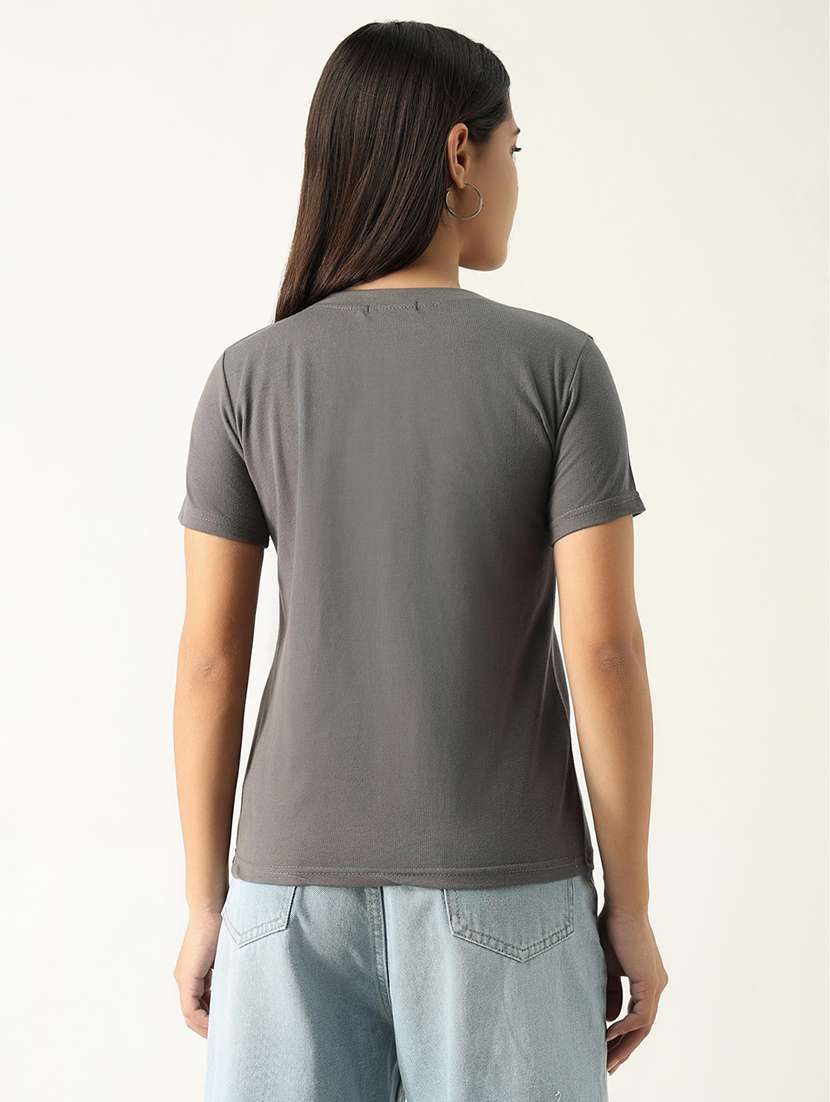 Women Round Neck Typography Regular T-shirt - 21554018 -  Standard Image - 3