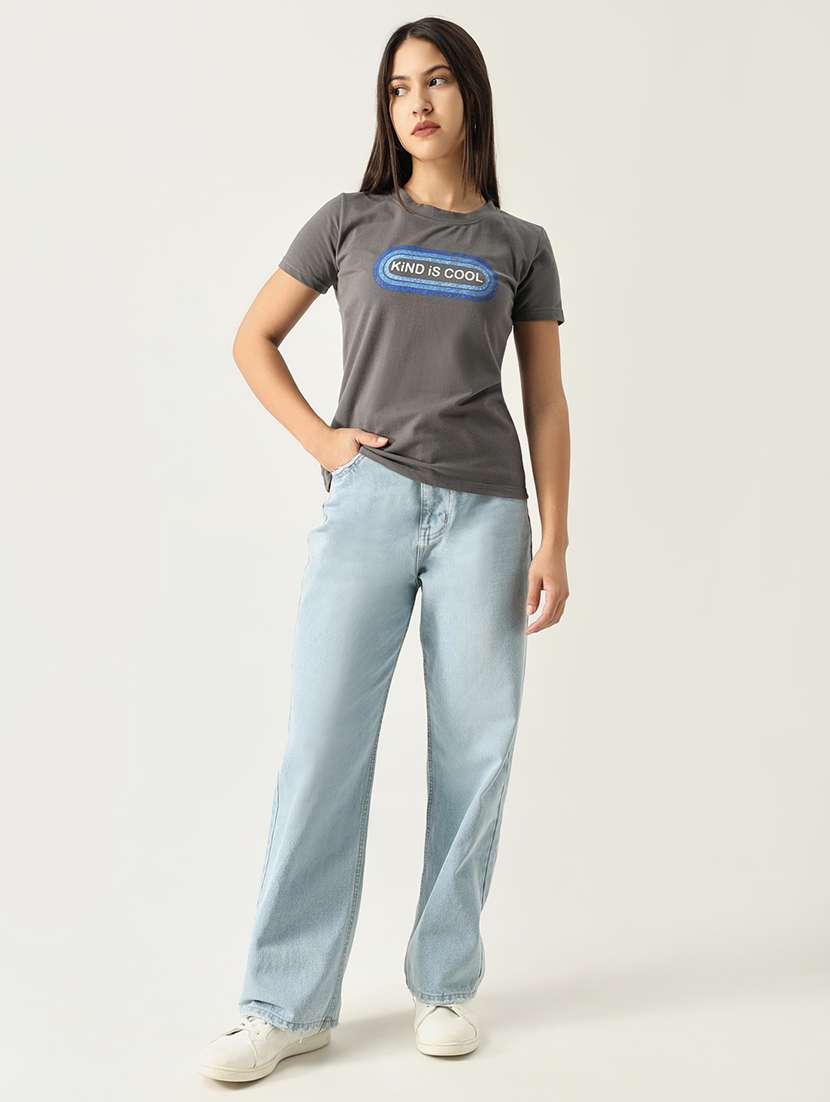 Women Round Neck Typography Regular T-shirt - 21554018 -  Standard Image - 5