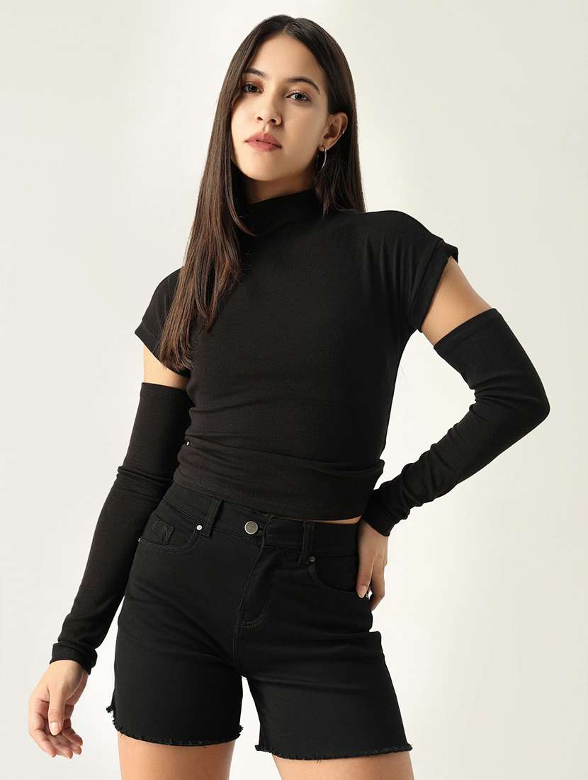 women black solid regular top - 21554043 -  Zoom Image - 0