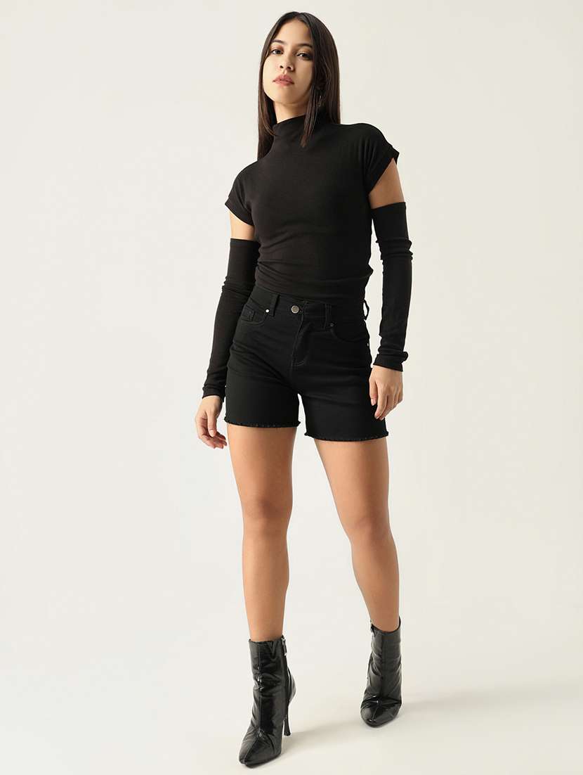 women black solid regular top - 21554043 -  Standard Image - 5