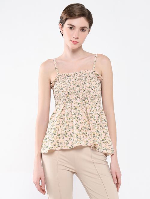women peach floral printed peplum top - 21554048 - Standard Image - 0