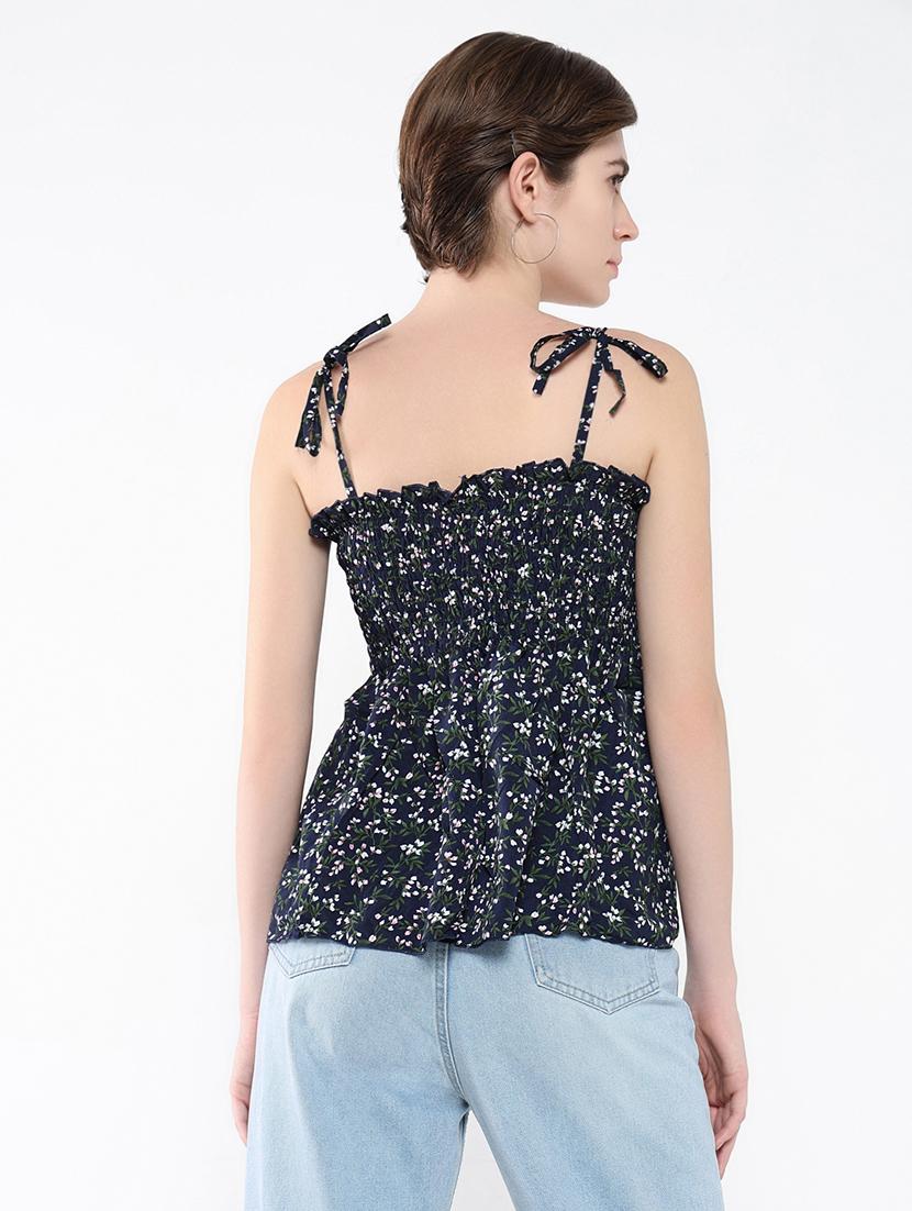 women navy blue floral printed peplum top - 21554050 - Standard Image - 3