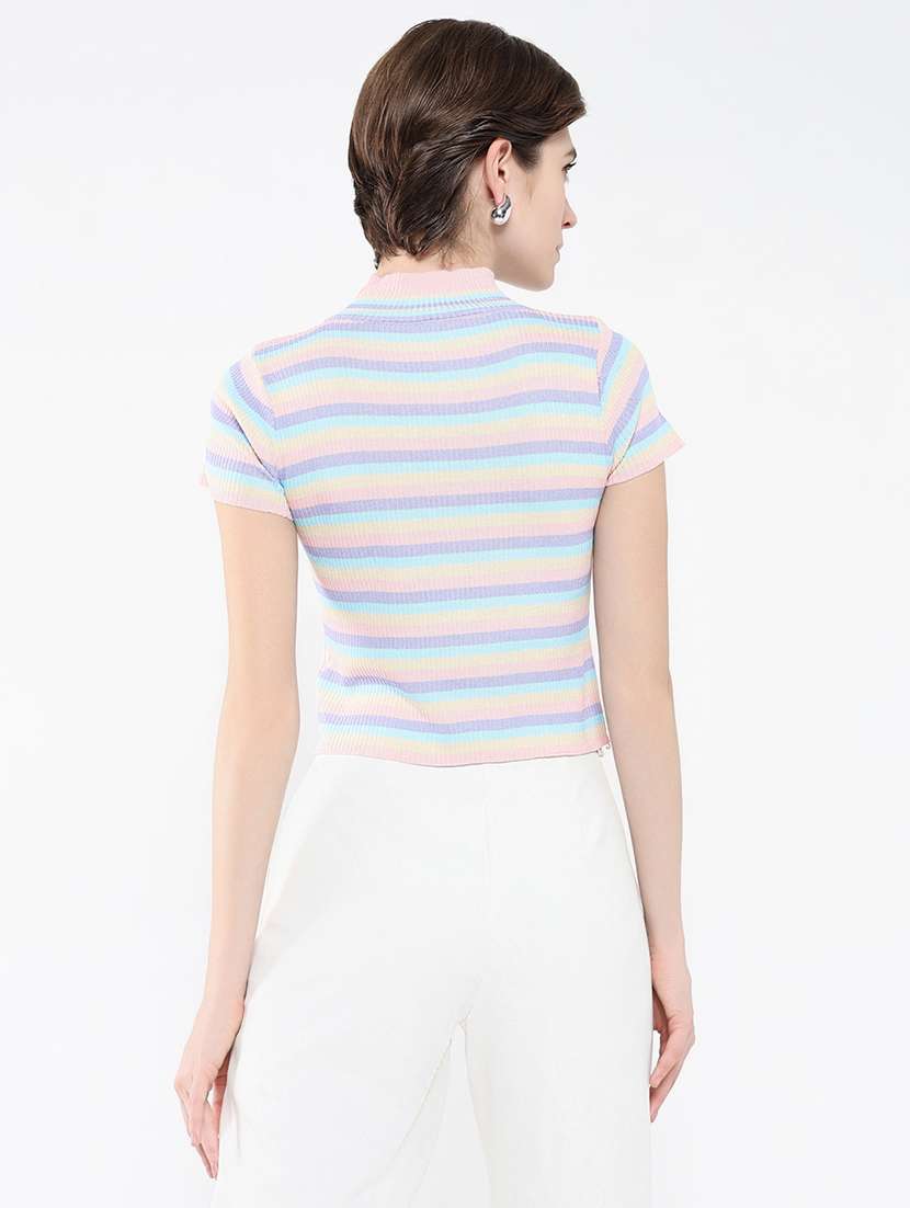 women short sleeve stripes regular top - 21554058 -  Standard Image - 3