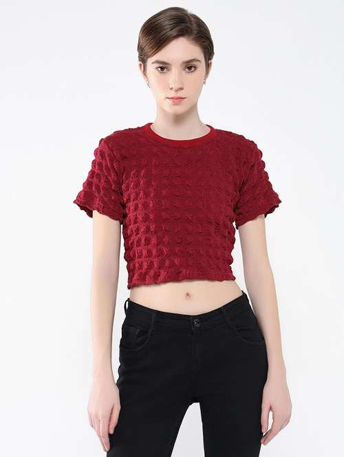 women red self-designed crop top - 21554083 -  Standard Image - 0