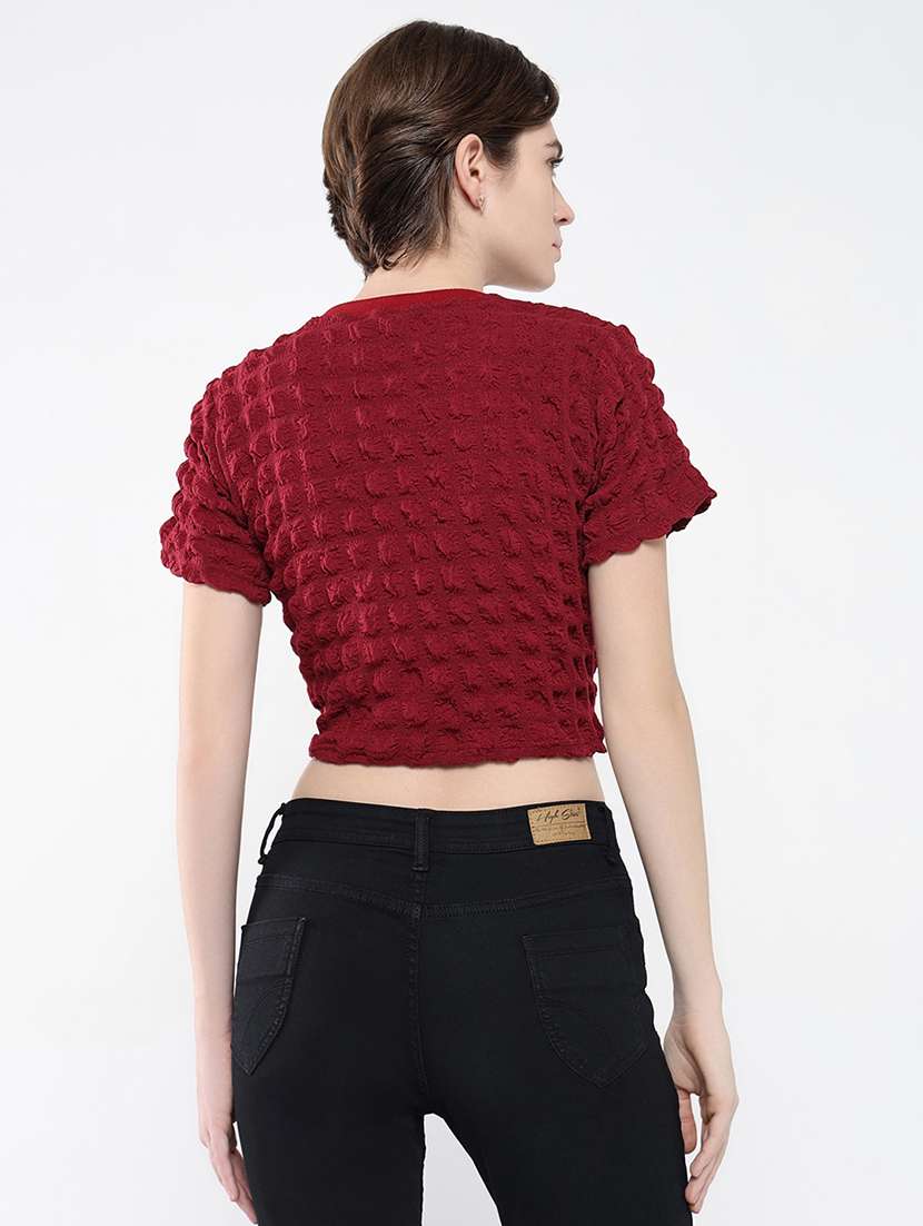 women red self-designed crop top - 21554083 -  Standard Image - 3