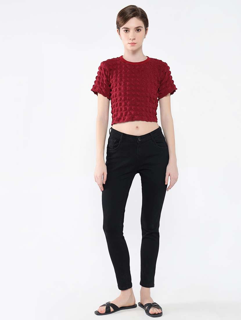 women red self-designed crop top - 21554083 -  Standard Image - 5