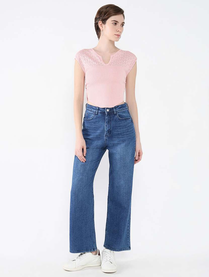 women pink self-designed crop top - 21554086 -  Standard Image - 5