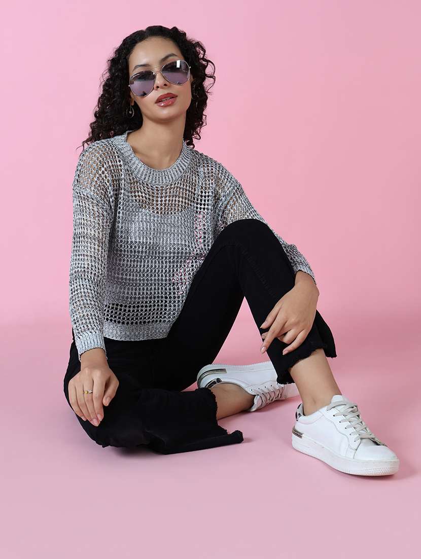 women grey self-designed regular top - 21554093 -  Standard Image - 5