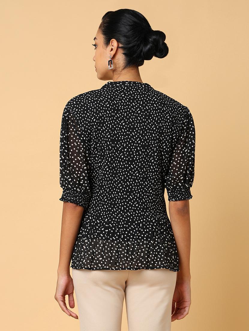 women black polka dot printed regular top - 21554105 - Standard Image - 3