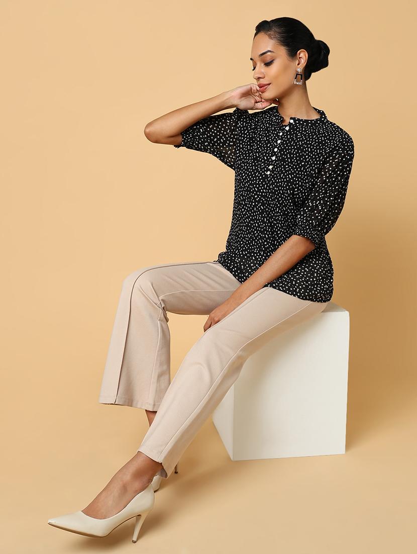 women black polka dot printed regular top - 21554105 - Standard Image - 5