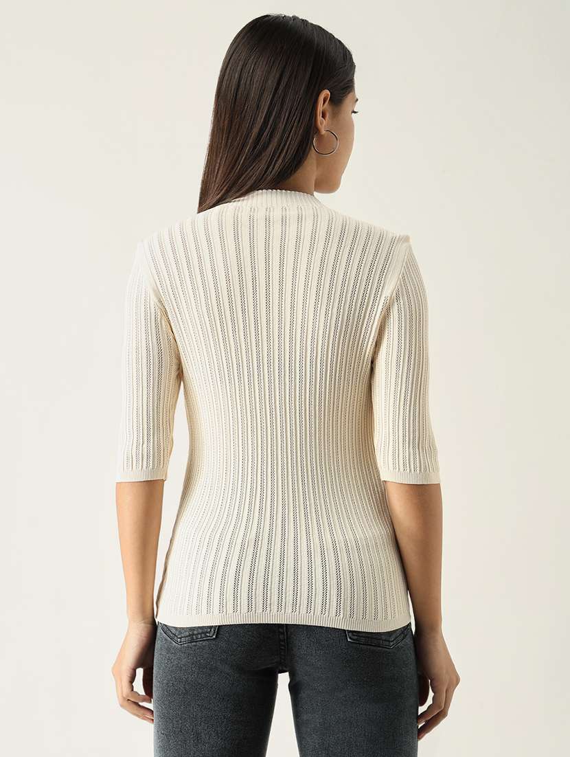 women cream self-designed regular top - 21554106 -  Standard Image - 3