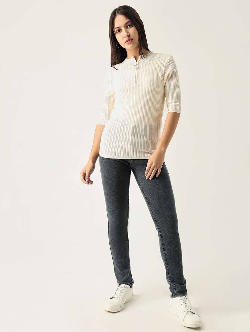 women cream self-designed regular top - 21554106 -  Standard Image - 5