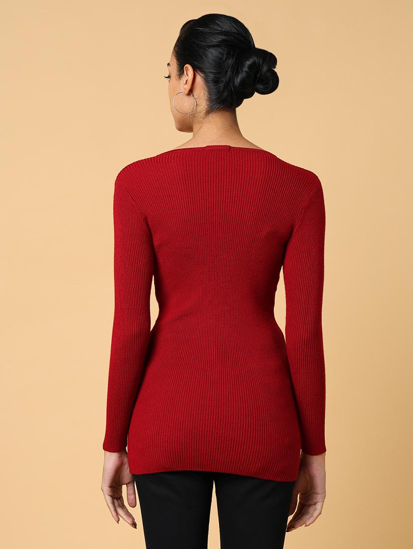 women maroon solid regular top - 21554111 - Standard Image - 3
