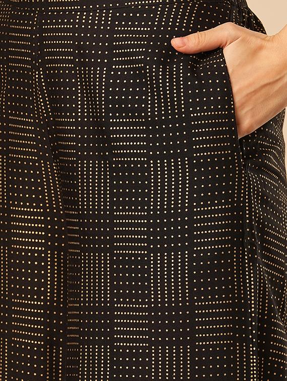 globus women black tie-up halter keyhole neck embroidery detail geometric polka dots straight kurta with palazzos festive set - 21554286 - Standard Image - 5