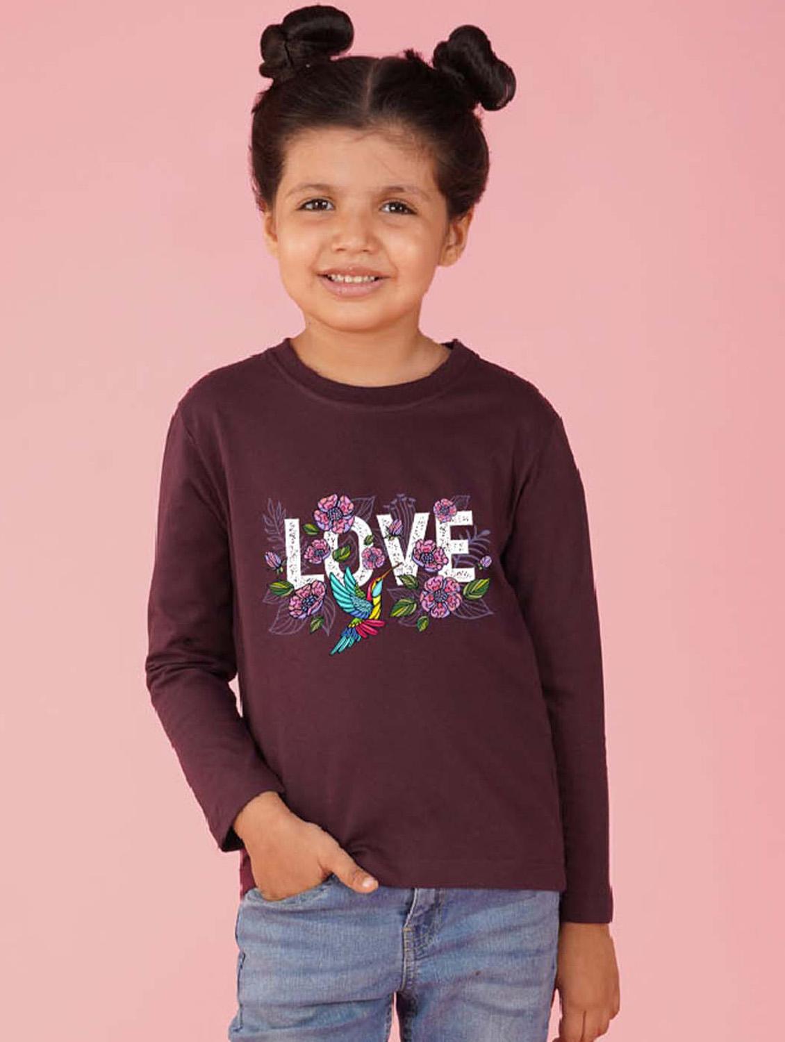 girls long sleeves front print tees - 21554338 -  Zoom Image - 0