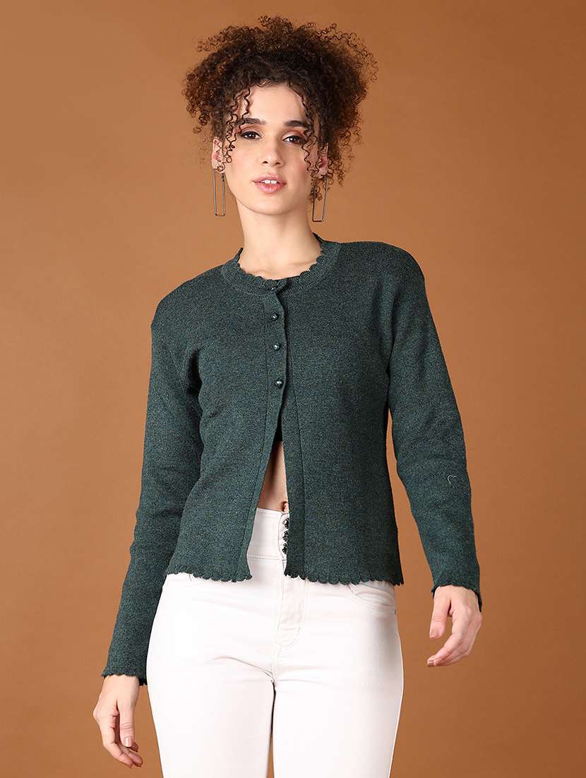 women solid long sleeve cardigan