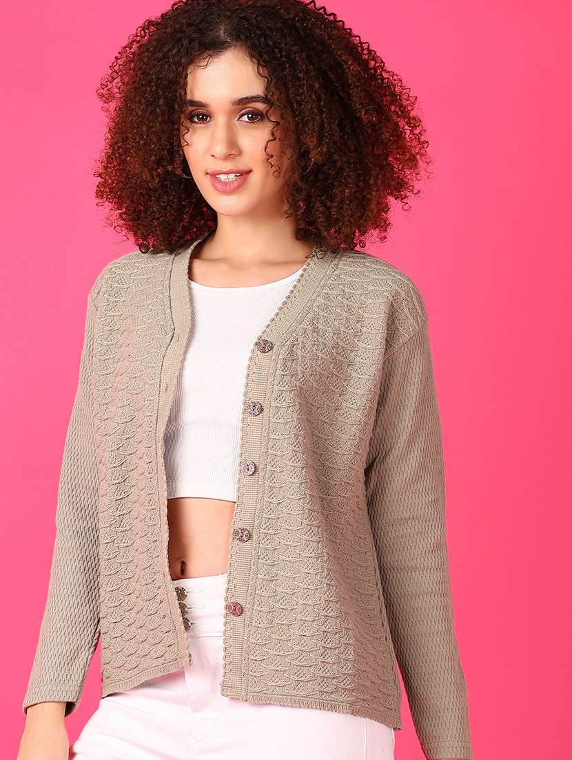 women self designed long sleeve cardigan - 21554760 -  Standard Image - 3