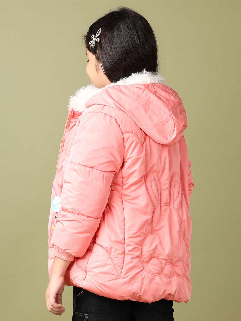 girls solid long sleeve hooded bomber jacket - 21554786 -  Standard Image - 3