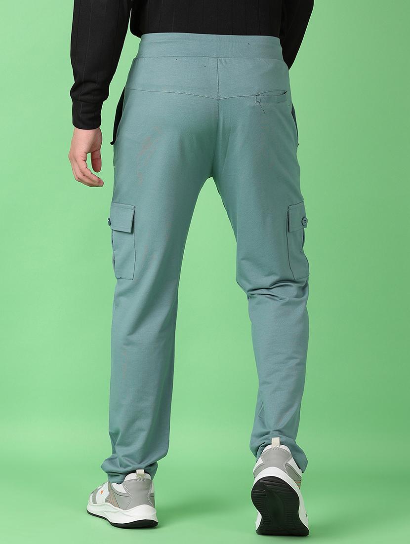 men sea green solid full length track pant - 21554797 - Standard Image - 3
