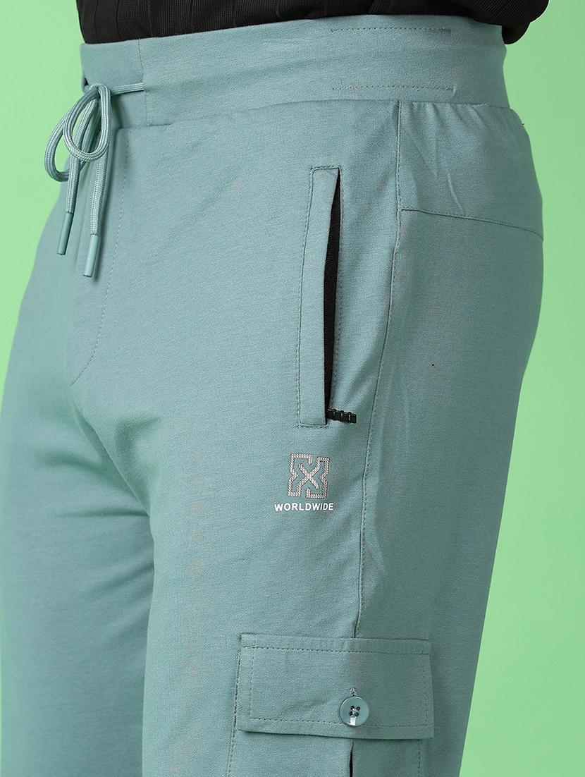 men sea green solid full length track pant - 21554797 - Standard Image - 5