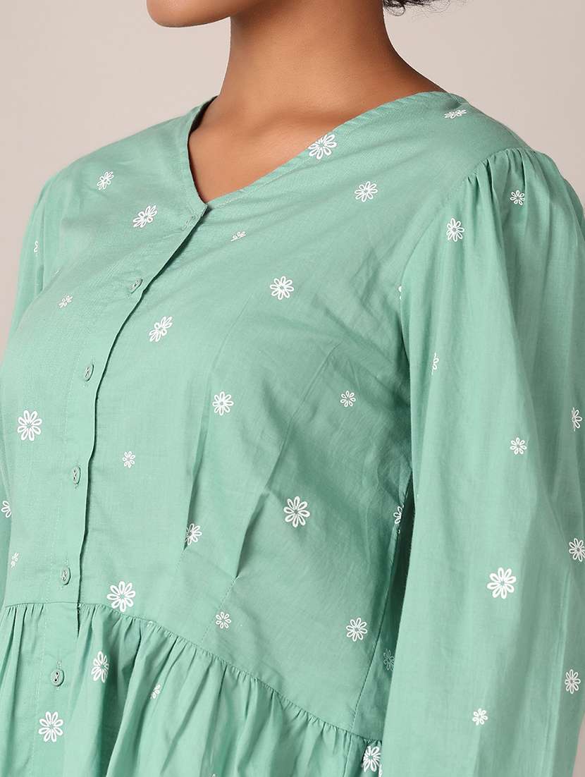 women primted puff sleeves tiered top - 21554816 -  Standard Image - 5