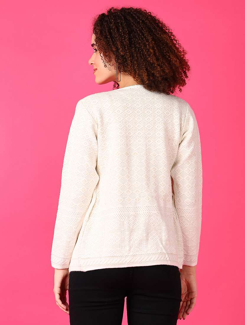 Women Self Designed Long Sleeve Cardigan - 21554847 -  Standard Image - 3
