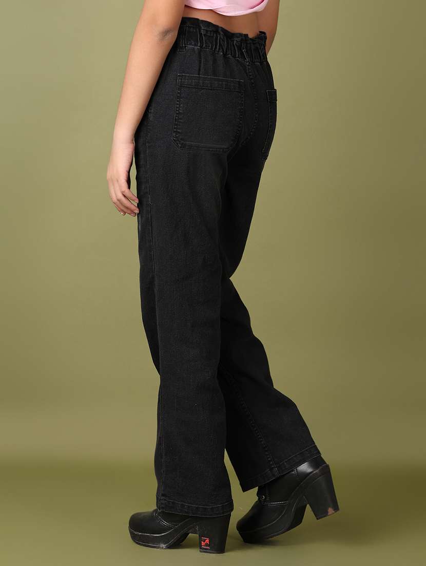 girls solid high rise straight fit jeans - 21554856 -  Standard Image - 3